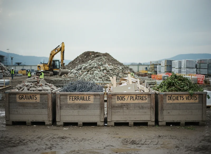 Tri sélectif gravats / ferraille / bois / plâtres / déchets verts