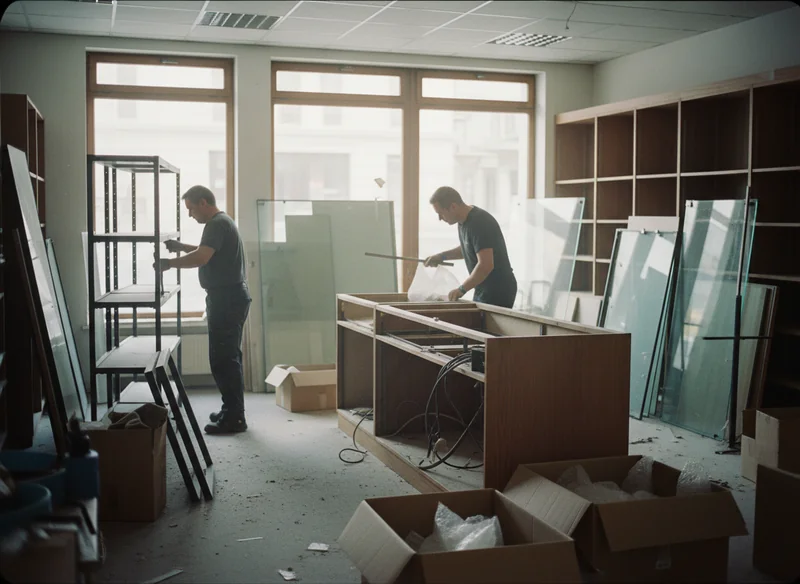Démontage rayonnages, vitrines, comptoirs
