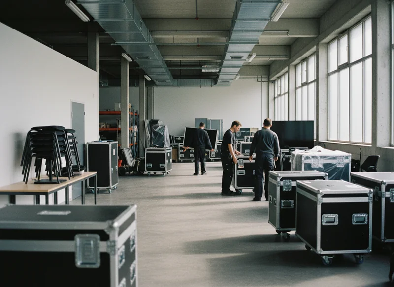 Évacuation matériel professionnel (caisses, écrans, mobilier salle)