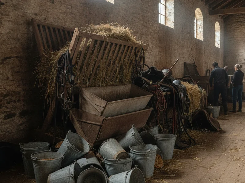 Matériel d’équitation entassé
