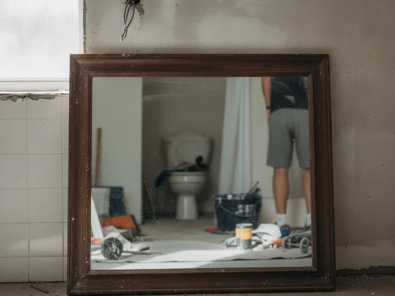 Miroir de salle de bain déposé